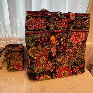 VERA BRADLEY duo set, tote bag with wristlet